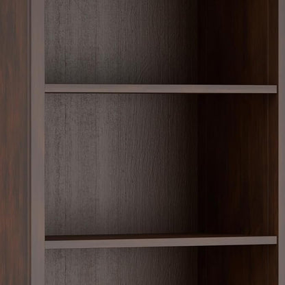 SIMPLIHOME Amherst Bookcase - 70 inch Tall 5-Shelf Solid Wood Bookshelf in Russet Brown, Transitional Storage for Living Room, Study Room or Office with Adjustable Shelves and Tapered Legs