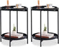 Tiita 2 Pack Round End Table Mental 2-Tier Side Table Nightstand/Small Iron Tables Accent Coffee Table for Living Room Bedroom Office Small Space