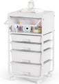 Utility-Rolling-Storage-Drawer-Craft-Cart-Organizers with 4 Drawers & Dust-proof Door for Kid Craft Art Room,Bedroom,Home Office, Craft Drawer cart, Classic White