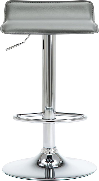 NOBPEINT Contemporary Chrome Air Lift Adjustable Swivel Bar Stool, Set of 2, Gray