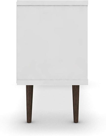 Manhattan Comfort Liberty Mid Century Modern TV Stand for Televisions up to 50 Inches, Bedroom and Living Room Entertainment Center with Storage, Shelves, and Cabinet, 53" Wide, White