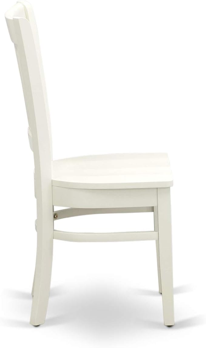 East West Furniture HLVA5-LWH-W 5 Piece Dining Room Furniture Set Includes a Round Kitchen Table with Pedestal and 4 Dining Chairs, 42x42 Inch, Linen White