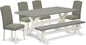 East West Furniture X097EN206-6 6 Piece Dining Set Contains a Rectangle Dining Room Table with X-Legs and 4 Dark Shitake Linen Fabric Parson Chairs with a Bench, 40x72 Inch, Multi-Color