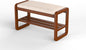Solid Wood Shoe Rack, 2 Tier Shoe Storage Bench with Cushion Seat, 8 Pair Shoe Organizer for Entryway, Cherrywood, 32 Inch