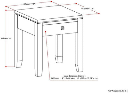 SIMPLIHOME Cosmopolitan SOLID WOOD 18 inch Wide Square Contemporary End Side Table in Mahogany Brown for the Living Room and Bedroom