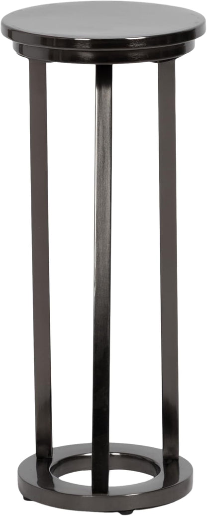 Kate and Laurel Aja Modern Metal Round Drink Table, 9 x 9 x 22, Gray Gunmetal, Decorative Geometric Pedestal Table with Circular Tabletop for Use as Metal Indoor Plant Stand