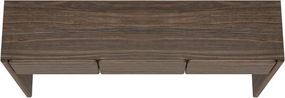 Manhattan Comfort Linda Modern Console Table with 3 Storage Drawers – 60" Narrow Entryway Stand for Living Room, Hallway, or Dining Room – Wood Grain Accent Furniture, Walnut Brown