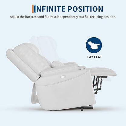 IDEALHOUSE Electric Power Lift Recliner Chair Sofa, Power Lift Chair for Elderly, 3 Positions, Side Pockets, and Cup Holders, USB Ports, Recliner Chair with Remote for Living Room, White
