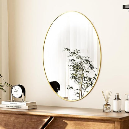 Koonmi Gold Oval Bathroom Mirror, 30"x40" Bathroom Vanity Mirror, Oval Mirror for Bedroom Living Room Entryway, Hangs Horizontal or Vertical