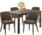 COLAMY 60 Inch Rectangular Kitchen Dining Table for 4, Modern Farmhouse Dining Table Set for 4, Wood Dining Table and Upholstered Dining Chairs for Kitchen, Dining Room, Restaurant, Brown/Dark Brown