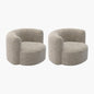 Acanva Luxury Modern Tight Curved Back Velvet Sofa, Minimalist Style Comfy Couch for Living Room Apartment Reception Space, Cream Single Chair Set of 2