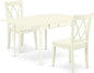 East West Furniture MZCL3-LWH-W 3 Piece Dinette Set for Small Spaces Contains a Rectangle Dining Table with Dropleaf and 2 Dining Chairs, 36x54 Inch, Linen White