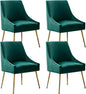 Velvet Dining Chairs, Furniture Collection Modern Contemporary Upholstered with Polished Gold Metal Legs, Set of 4(Green)