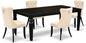 East West Furniture LGDA5-BLK-32 5 Piece Dining Set Contains a Rectangle Wooden Table with Butterfly Leaf and 4 Polyester Fabric Upholstered Chairs, 42x84 Inch, Black