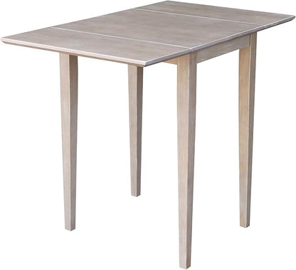 IC International Concepts, Solid Wood Small Drop Leaf Dining Table, Solid Real Wood, Sturdy Parawood,36 X 22 X 29, Minimum Assembly, Washed Gray Taupe
