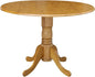 IC International Concepts, 42" Round Dual Drop Leaf Pedestal Dining Table, Solid Real Wood, Sturdy Parawood, Dimensions 42"D x 42"W x 29.5"H, 20mm thickness, 40lbs Weight Capacity, Oak