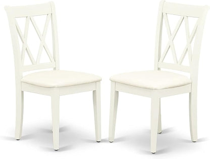 East West Furniture HBCL3-LWH-C 3 Piece Dining Table Set for Small Spaces Contains a Round Dining Room Table with Pedestal and 2 Linen Fabric Upholstered Chairs, 42x42 Inch, Linen White