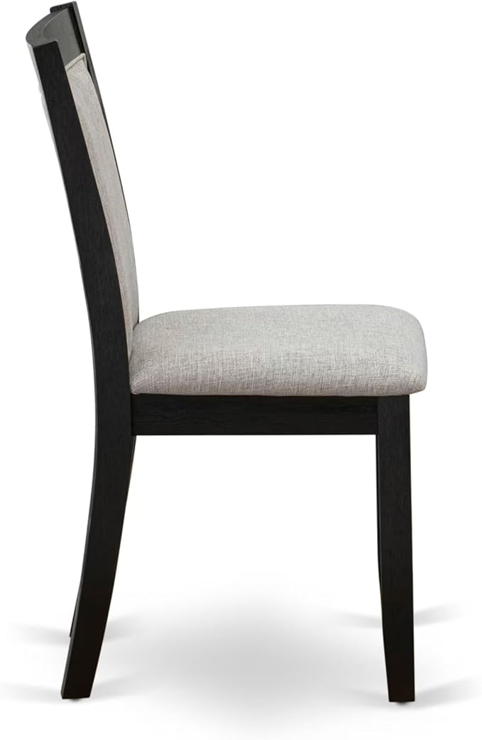 East West Furniture V697MZ606-7 7 Piece Dining Room Furniture Set Consist of a Rectangle Dining Table with V-Legs and 6 Shitake Linen Fabric Upholstered Chairs, 40x72 Inch, Multi-Color