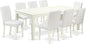 East West Furniture LGAB9-LWH-64 9 Piece Dining Table Set Includes a Rectangle Kitchen Table with Butterfly Leaf and 8 White Faux Leather Upholstered Chairs, 42x84 Inch, Linen White