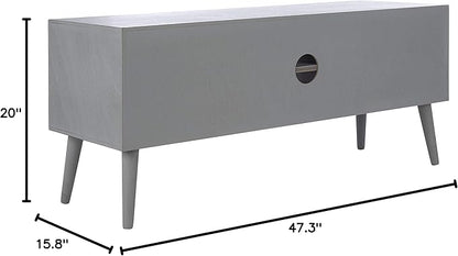 SAFAVIEH Sorrel TV Stand for up to 55" Flatscreen – Distressed Grey, 2 Doors with Interior Storage, 2 Open Shelves, Entertainment Media Console (MED5701D)