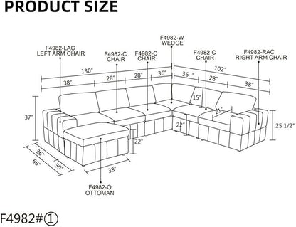 L Shaped Sectional Couches for Living Room, Modular Sectional Sofa with Ottoman, Lounge Modern Couch Living Room Furniture with Chaise, Dark Grey