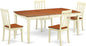 East West Furniture DOAN5-WHI-W 5 Piece Kitchen Table Set for 4 Includes a Rectangle Dining Room Table with Butterfly Leaf and 4 Dining Chairs, 42x78 Inch, Buttermilk & Cherry