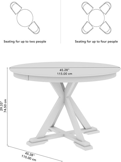 Bush Furniture Round Dining Table, 45 inch Trestle Design, Modern Transitional, West End Collection, Dark Brown and Black