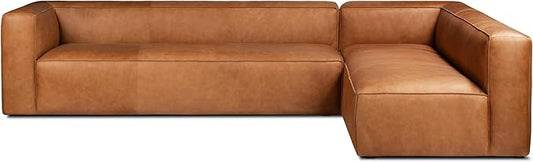 POLY & BARK Piazza Reversible Corner Sectional 125" Sofa in Bourbon Tan