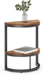 LITTLE TREE 2-Tier End Table Half Round with Storage Shelf, Small Side Table Space Saving Narrow Accent Table for Living Room Sofa Couch, Bedroom, Rustic Brown