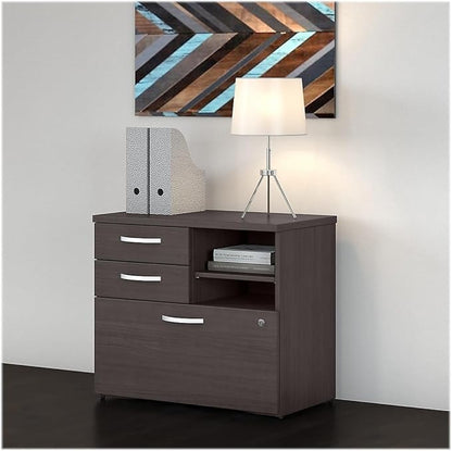 Bush Business Furniture Studio C Office Storage Cabinet with Drawers and Shelves in Storm Gray, Organization for Home or Professional Workspace