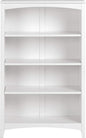 Camaflexi Shaker Style 4 Shelf Bookcase / Solid Wood / 48 inch High / Adjustable Shelving / Closed Back / Display Bookshelf for Living Room, Bedroom, Home and Office, White