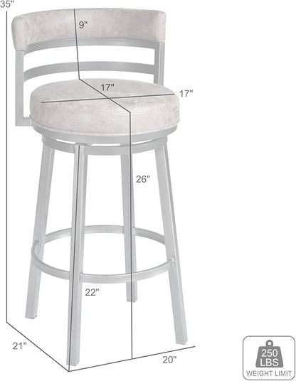 Armen Living Madrid 26" Counter Height Swivel Barstool in Ford Black Faux Leather and Mineral Finish
