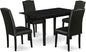 East West Furniture NOEN5-BLK-69 5 Piece Kitchen Table & Chairs Set Includes a Rectangle Butterfly Leaf Dining Table and 4 Black Faux Leather Parsons Chairs, 32x54 Inch, Black