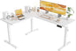 Agilestic 59 Inch L Shaped Standing Desk Adjustable Height, Electric Corner Standing Desk, Sit Stand Computer Table with Splice Board, White