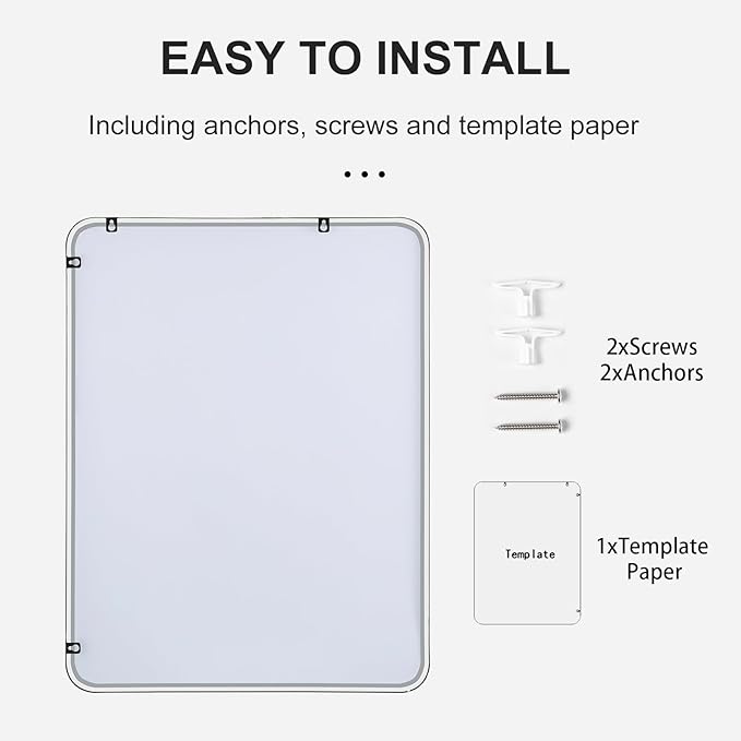 27"x40" Bathroom Wall Mirror with Matte Black Metal Frame & HD Glass, Copper-Free Mirrors Modern Rectangle Round Corner Framed Vanity Mirror - Horizontal or Vertical Installation