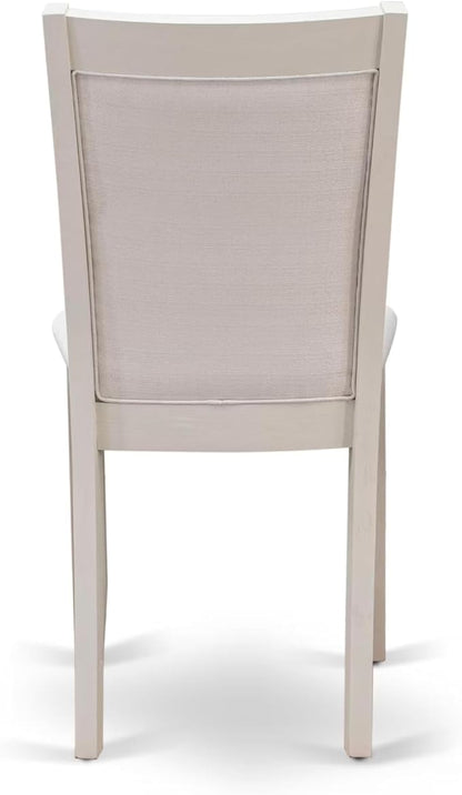East West Furniture V097MZ001-9 9 Piece Modern Dining Table Set Includes a Rectangle Wooden Table with V-Legs and 8 Cream Linen Fabric Upholstered Parson Chairs, 40x72 Inch, Multi-Color