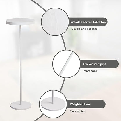 Small Side Table, Metal Round Drink Table, Desktop Diameter 7.87“ for Living Room Bedroom Small Spaces Sofa Couch Chair, White