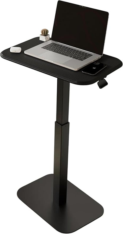 Ergohome™ ELEVANCE Table™ Height Adjustable Side Table for Couch or Bed, Laptop Table - Small End Table Office Coffee Table - C-Shaped Sofa Side Table with Multi-Function Black Base &Carbon Black Top