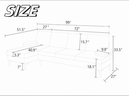 L Shaped Sectional Couch, Modern Modular Sectional Sofa with Chaise, 4 Seat Lounge Comfy L Shaped Couch Set with High Density Memory Foam for Living Room Apartment, White