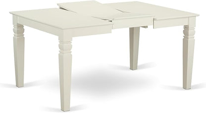 East West Furniture WEIP5-LWH-W 5 Piece Dining Set Includes a Rectangle Dining Table with Butterfly Leaf and 4 Kitchen Chairs, 42x60 Inch, Linen White