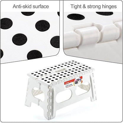 ACSTEP Folding Step Stool 9 Inch,15-Inch Extra Wide Heavy Duty Stepping Stool More Safe and Comfortable Non Slip Foldable Step Stool for Kids and Adults White, 10 Pack