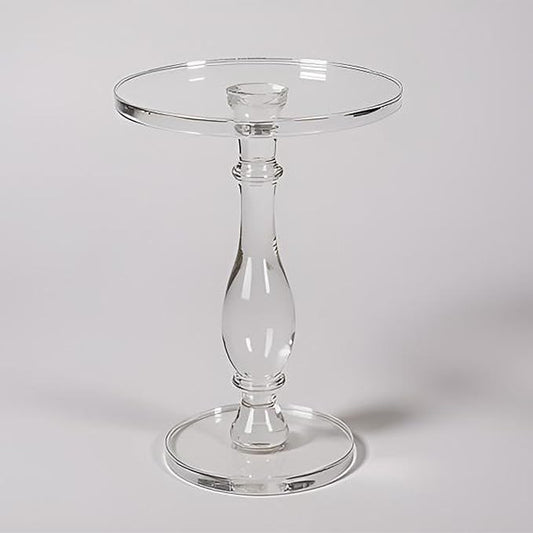 LIKENOW Acrylic End Table,Acrylic Side Table,Modern Nightstand with Clear Small Round Top and Solid Post for Living Room,Bedroom and Lobby 18.9x18.9x23.6High inches