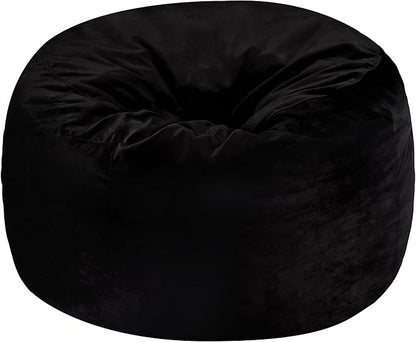 Homguava 4 FT Bean Bag Chair: 4' Bean Bags with Memory Foam Filled, Large Beanbag Chairs Soft Sofa with Dutch Velvet Cover-Black