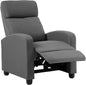 BestMassage | Recliner Chair | No Massage Function | Textile Grey | with Lumbar Support, Adjustable Push Back, Wide Armrests, Footrest & Padded Seat | Easy Assembly | for Living Room, Home Theatre