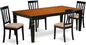 East West Furniture LGAN5-BCH-C 5 Piece Kitchen Table Set for 4 Includes a Rectangle Dining Room Table with Butterfly Leaf and 4 Linen Fabric Upholstered Chairs, 42x84 Inch, Black & Cherry