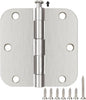 30 Pack Satin Nickle Door Hinges Brushed 3.5 Inch Interior Rounded 5/8" Radius 3-1/2" Flat Iron Hinge Hardware House Bifold Table Farmhouse Bedroom Office Living Room Decor 3½" Accessories for Doors