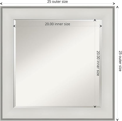 Amanti Art White Bathroom Mirror for Over Sink, 25x25 Imperial White Square Vanity Mirror, Medium Traditional Frame, Hangs Horizonally and Vertically, Bathroom Wall Decor, Beveled Edge from WI, USA