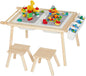 5-in-1 Kids Sensory Table and Chair Set – Wooden Sand and Water Play, Building Blocks, Study, Dining, Toy Storage, Children's Gifts for Boys and Girls