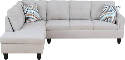 NicBex Sectional Couch 3 Pieces Sofa Set with Right Chaise Flannel L Shaped Cloud Couch for Living Room Furniture Sets with Storage Ottoman, Modular Sofa for Living Room & Apartment, Light Grey