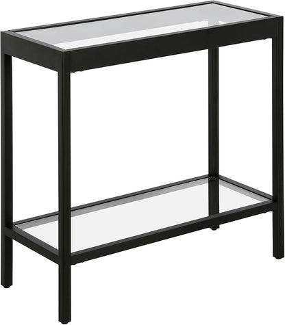 Henn&Hart 24" Wide Rectangular Rectangular Side Table in Blackened Bronze, Table for Living Room, Bedroom